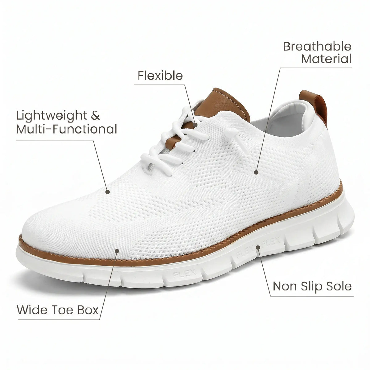 Sapato ortopédico masculino knit derby antiderrapante com suporte de arco