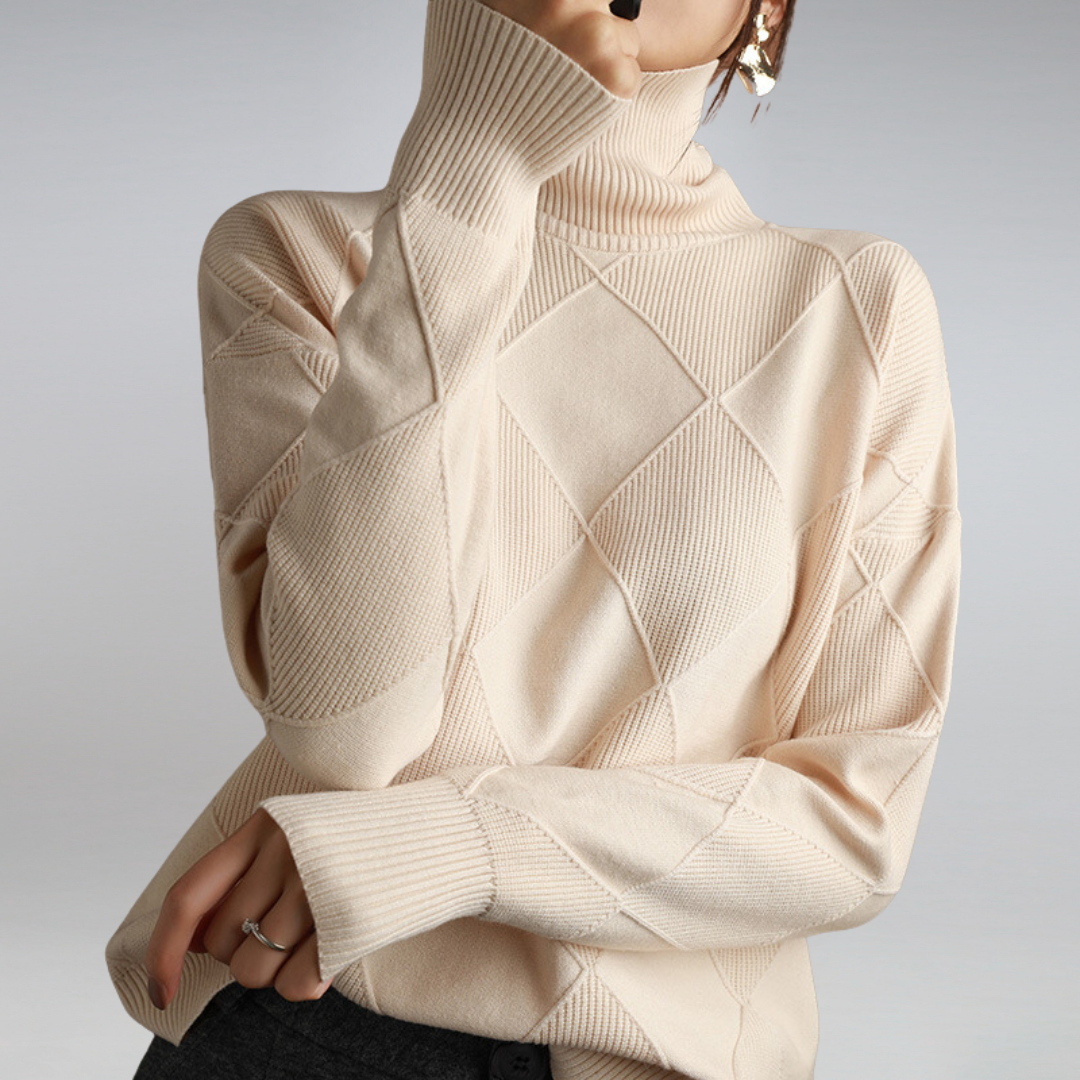 Pullover gola alta caxemira mulher macio e quente