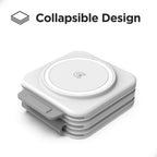 Carregador de viagem 3 em 1 sem fios Qi dobrável compacto com USB duplo