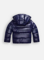 Casaco puffer slim fit feminino de inverno com acabamento brilhante