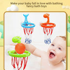 Jogo de basquete para banho com ventosa e minibolas, brinquedo interativo de banheira BPA-free