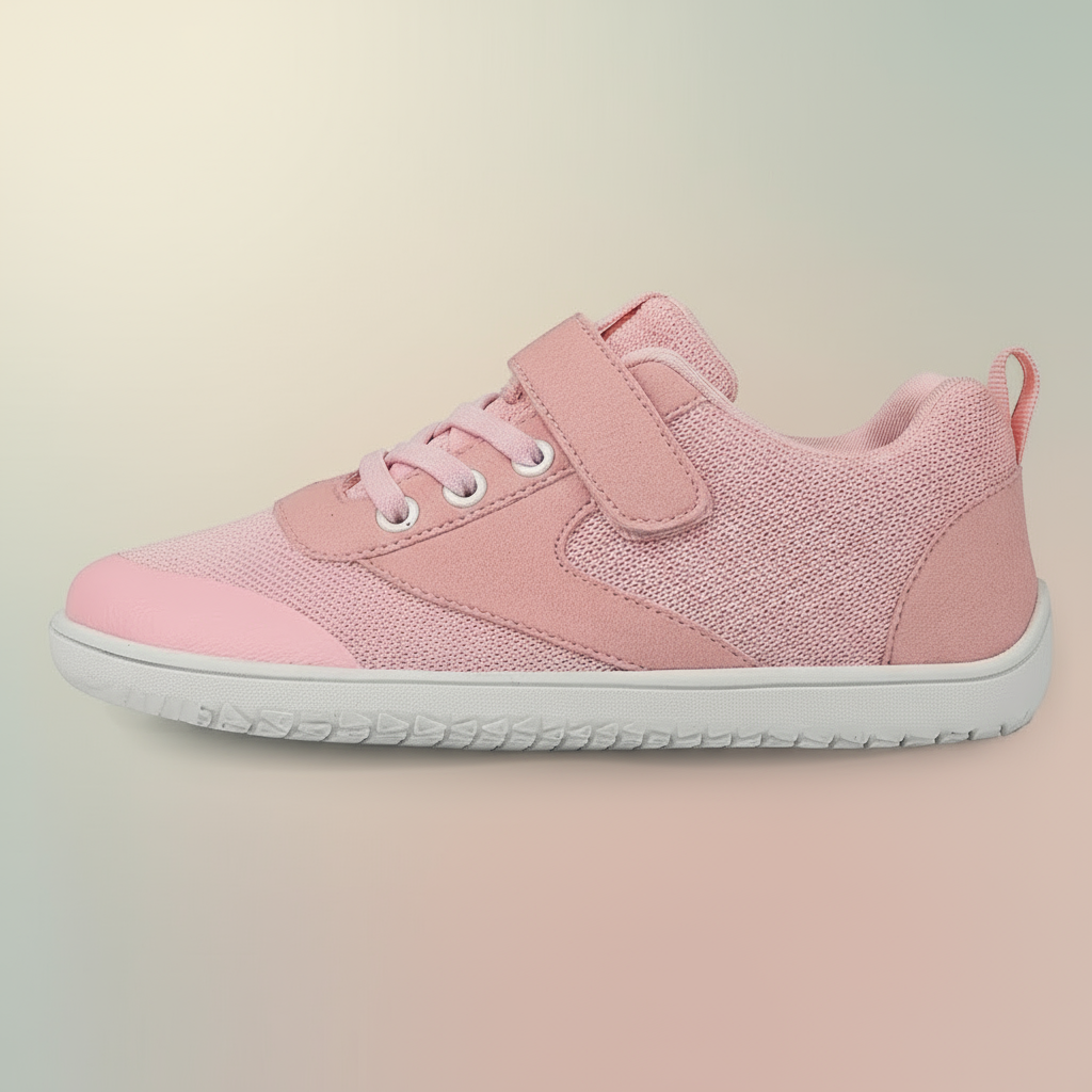 Sapatilhas barefoot infantis respiráveis com sola antiderrapante, design leve