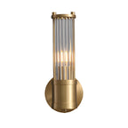 Candeeiro de parede moderno com vidro cilíndrico canelado em acabamento cromado e dourado, 1 ou 2 luzes