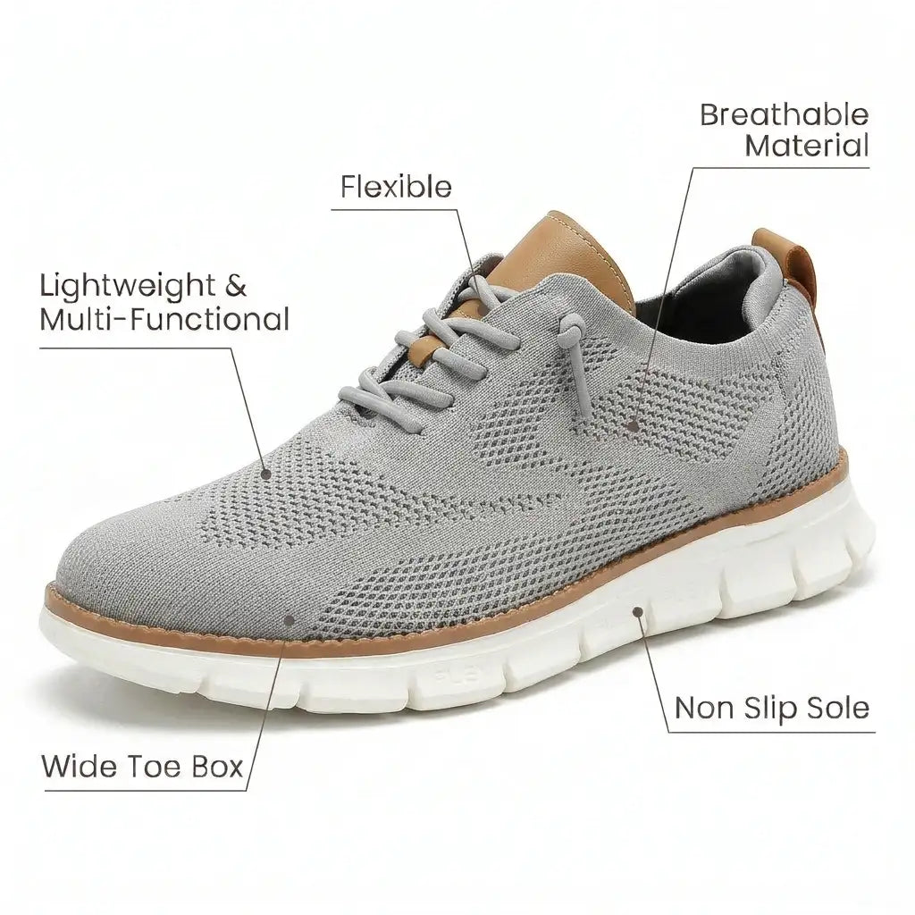 Sapato ortopédico masculino knit derby antiderrapante com suporte de arco