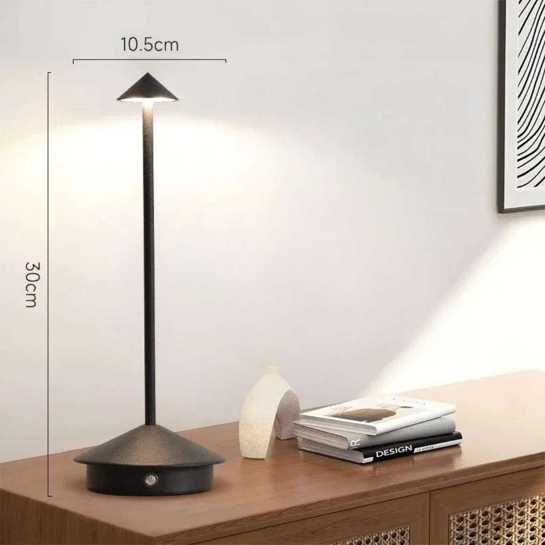 Candeeiro de mesa LED recarregável em alumínio com controlo tátil e 3 tons de luz
