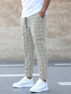 Calças xadrez homem jogger conforto diário corte moderno