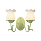 Candeeiro de parede em vidro design floral verde com 3 níveis de luz, moderno e elegante