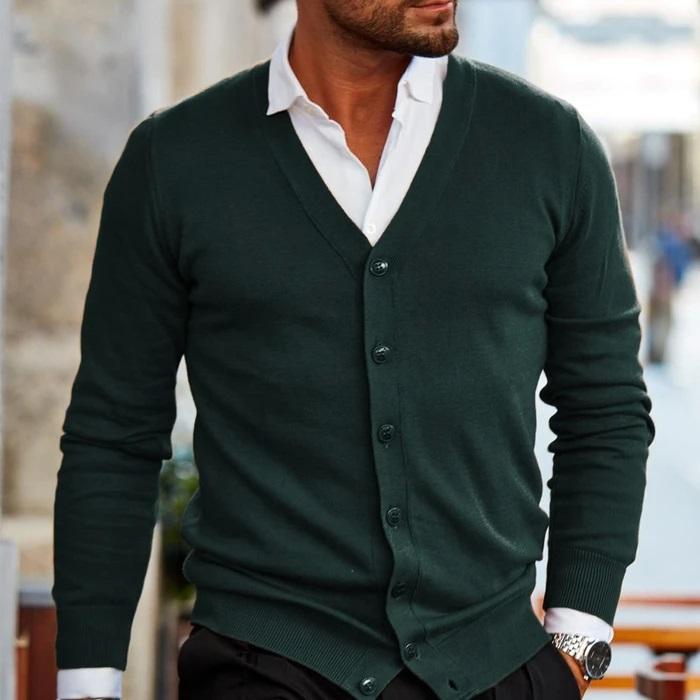 Cardigan masculino de malha confortável em várias cores