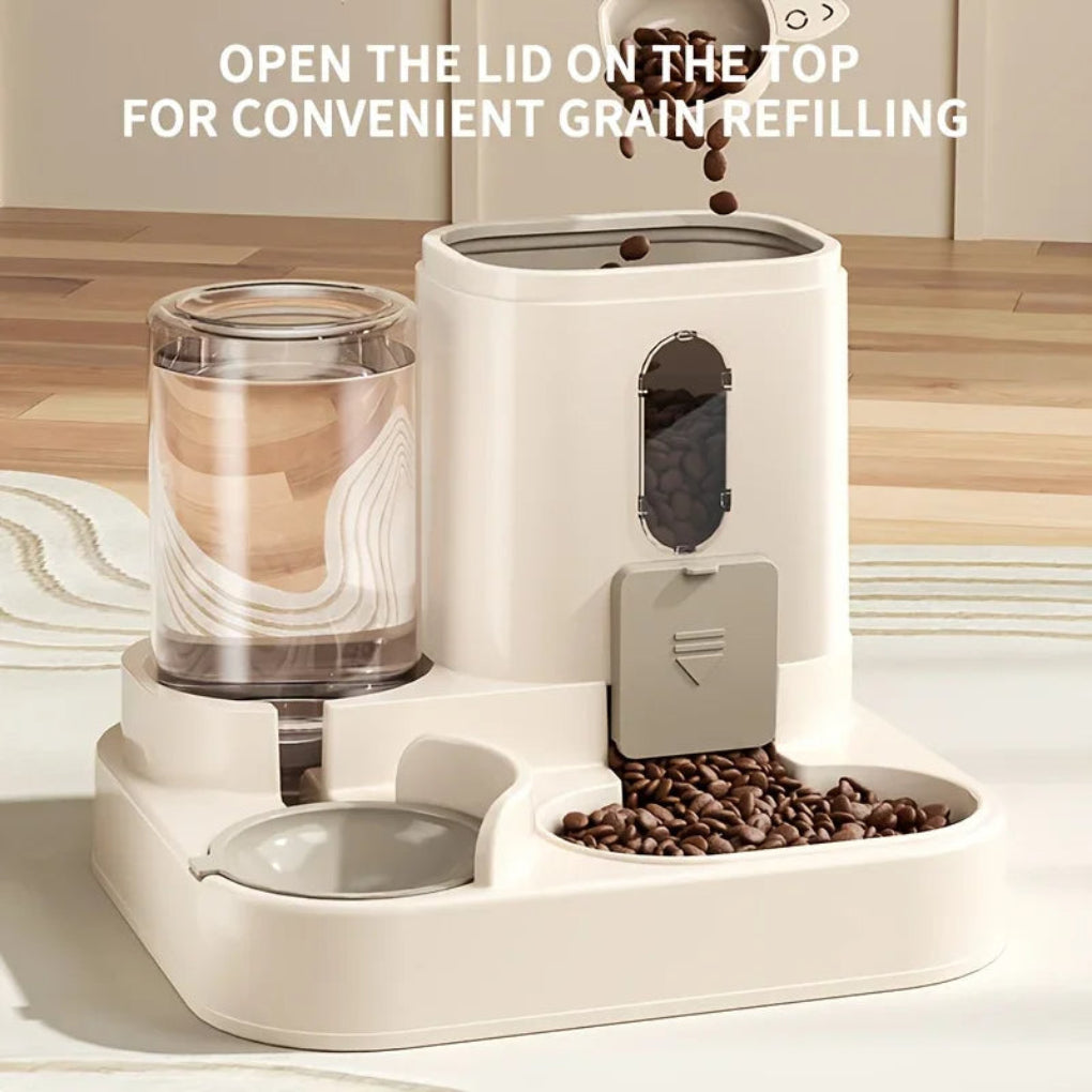Comedouro automático 2 em 1 para cães e gatos com bebedouro por gravidade BPA-free