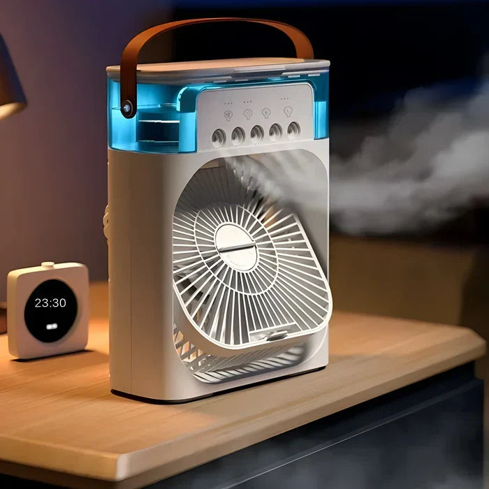 Ventilador 3 em 1 com LED 7 cores, arrefecedor e humidificador portátil USB