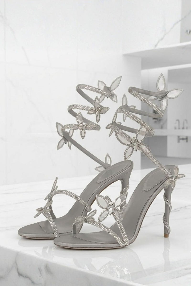 Sapatos de Dança Latina Feminino | Salto Alto, Branco com Laço