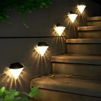Candeeiro solar de parede LED preto geométrico à prova de água para exterior, conjunto de 2