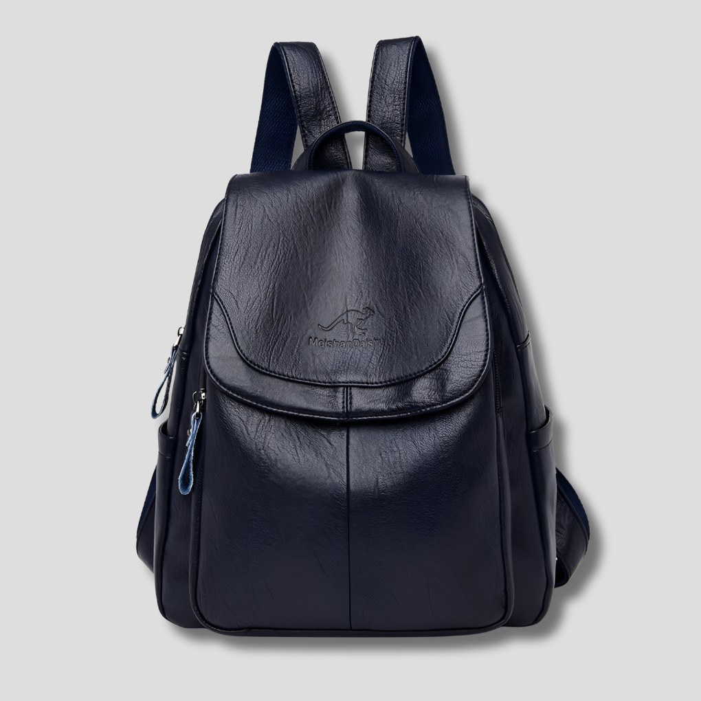 Mochila de couro antifurto feminina com textura em relevo e alças reguláveis