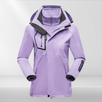 Casaco outdoor 3 em 1 para mulher, impermeável com forro fleece e capuz amovível