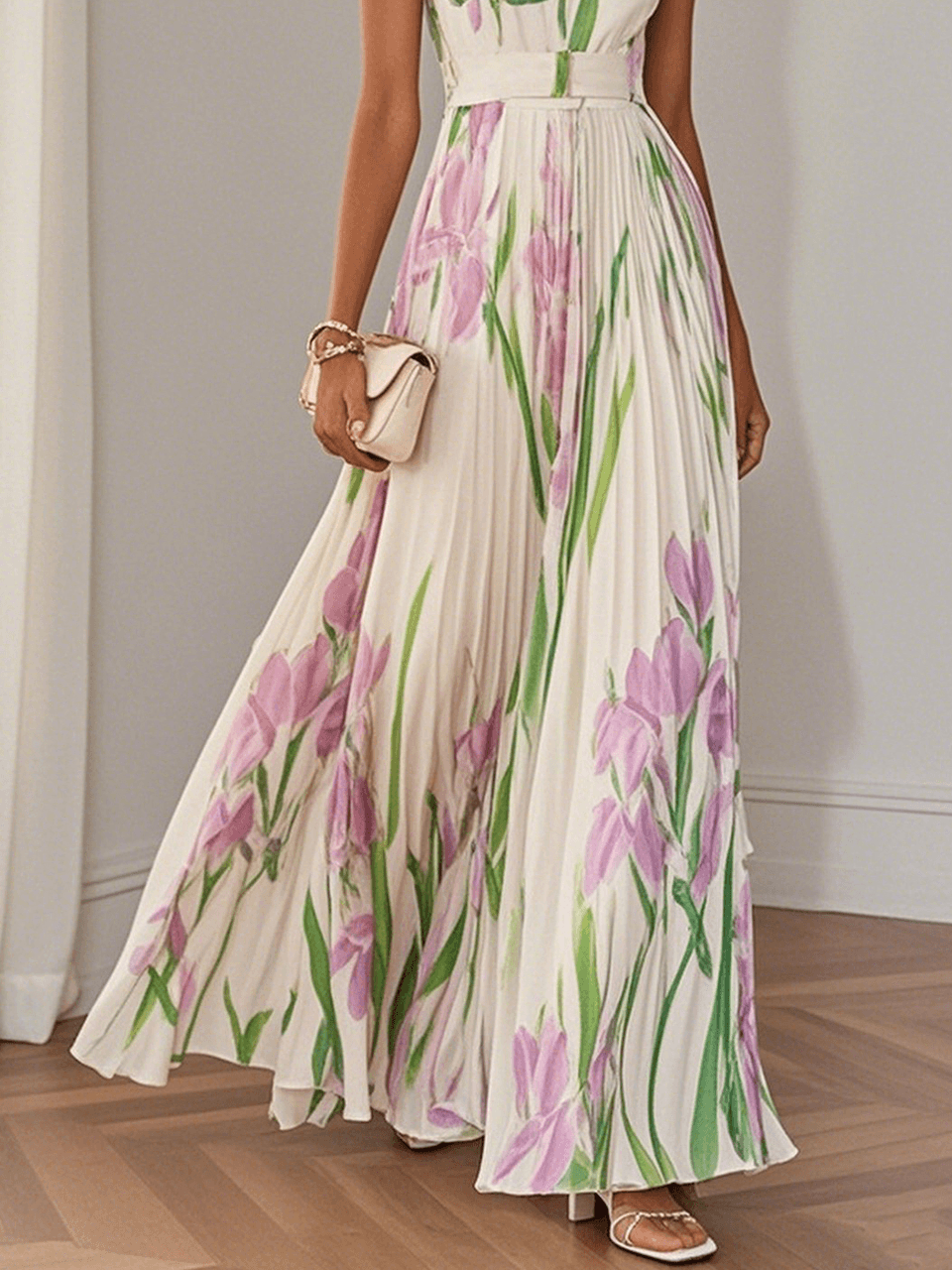Vestido feminino floral corte A boho fluido estampado
