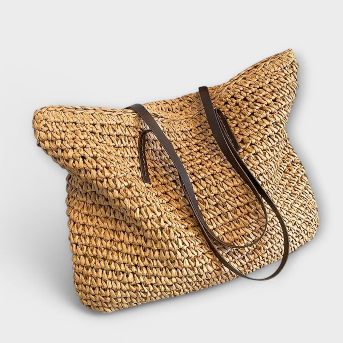 Bolsa de palha trançada feminina de ombro com alça firme