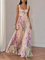 Vestido feminino floral corte A boho fluido estampado