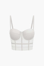 Top de renda feminino bustier com taças acolchoadas e alças ajustáveis