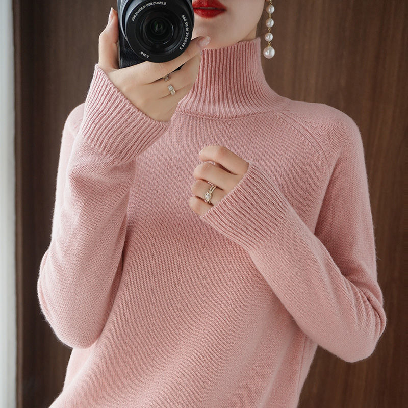 Camisola de gola alta mulher inverno manga comprida