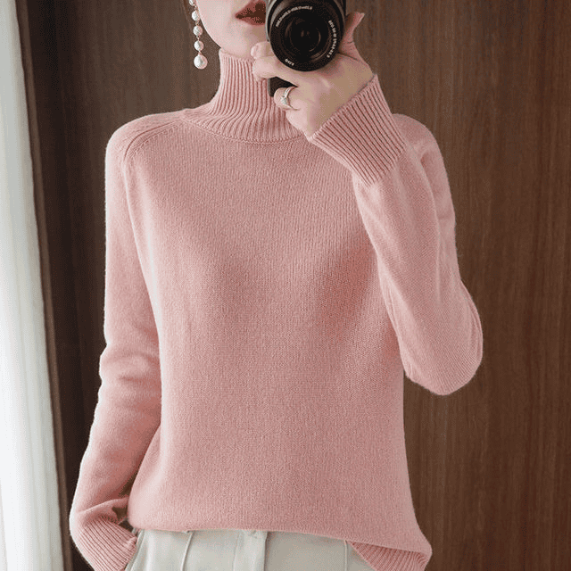 Camisola de gola alta mulher inverno manga comprida