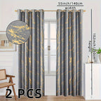 Cortinas blackout padrão mármore com folha de ouro para quarto e sala de estar