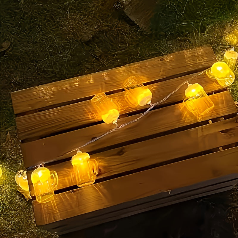 Guirlanda LED canecas de cerveja decoração Oktoberfest 2025, set de 2, luz quente