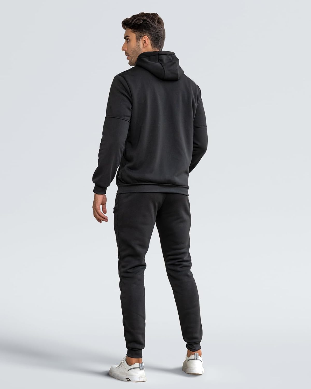 Fato de treino masculino slim-fit respirável com pullover e calça combinados