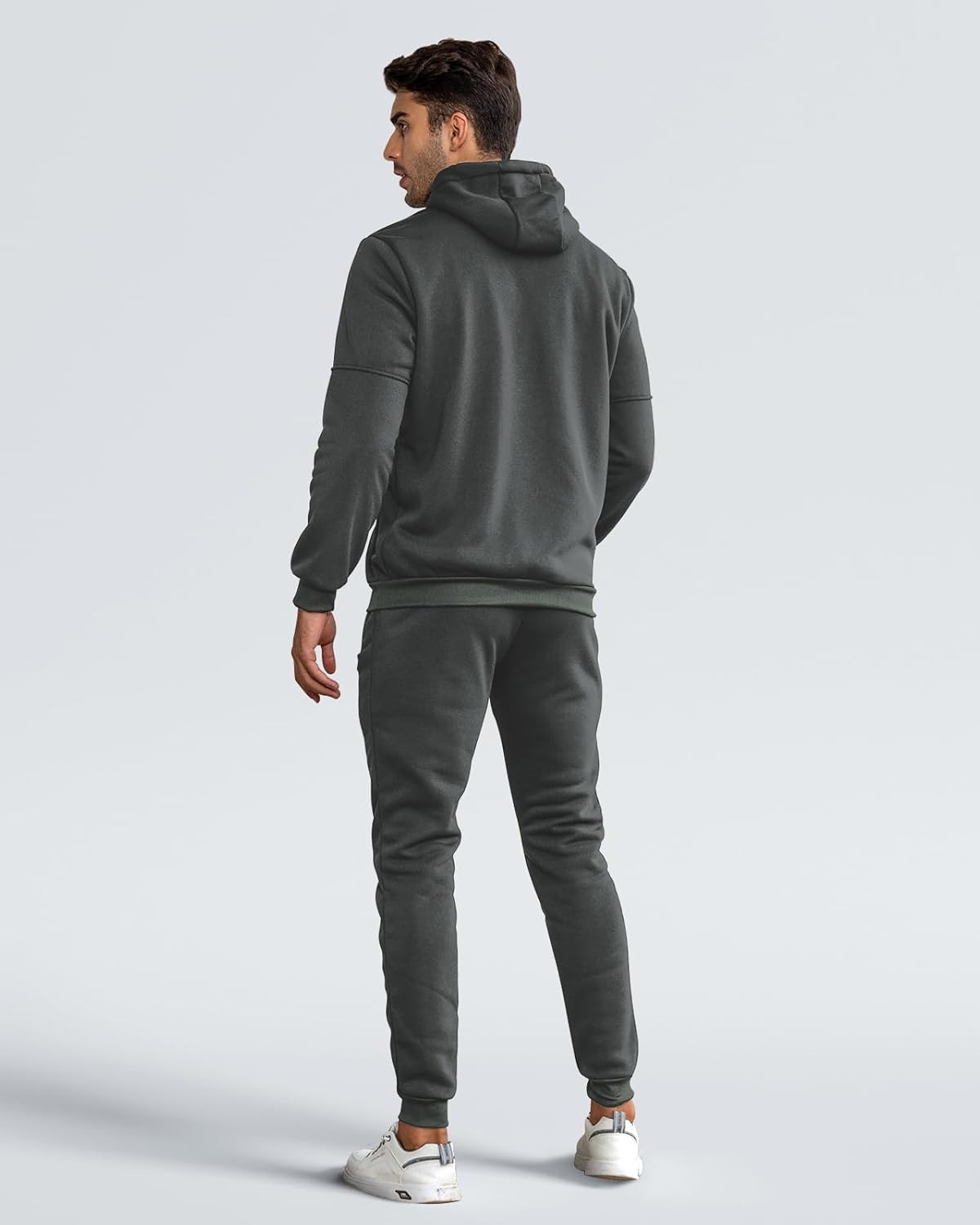 Fato de treino masculino slim-fit respirável com pullover e calça combinados