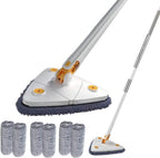 Mop giratório 360° cabeça triangular microfibra absorvente para chão e janelas