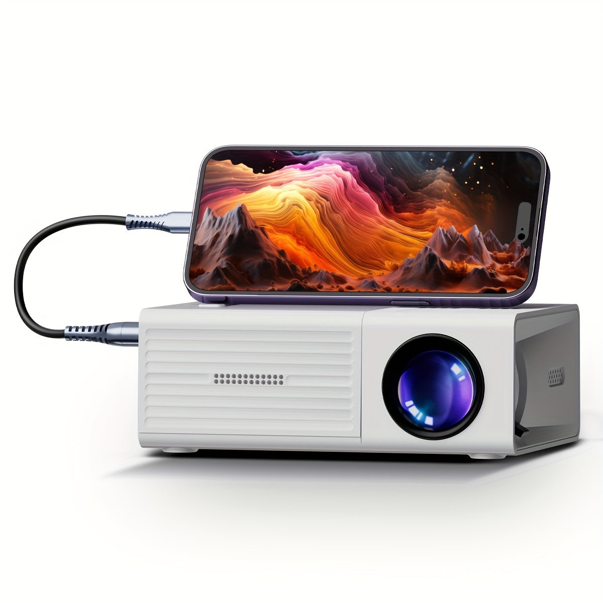 Mini projetor LED 3000 lúmens HD compacto e portátil com ligação HDMI e USB