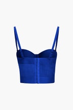 Top de renda feminino bustier com taças acolchoadas e alças ajustáveis
