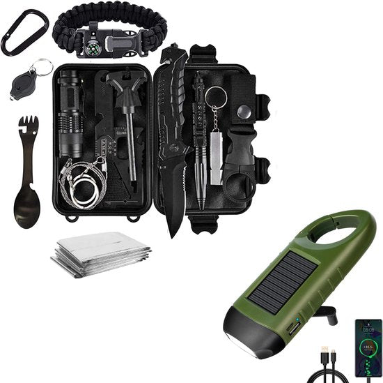 Kit de emergência 15 em 1 multifuncional e compacto para sobrevivência outdoor