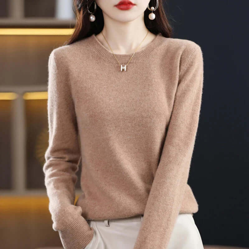 Camisola de malha feminina leve e quente, design versátil em várias cores