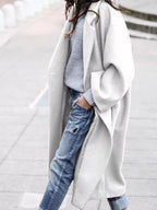 Casaco longo feminino oversized de inverno com fecho de botão único