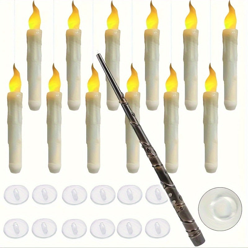 Velas LED flutuantes sem chama, conjunto 12 unidades com controlo remoto, decoração Natal e Halloween