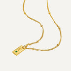 Colar com inicial gravada e pedra do mês de nascimento pingente etiqueta dourado