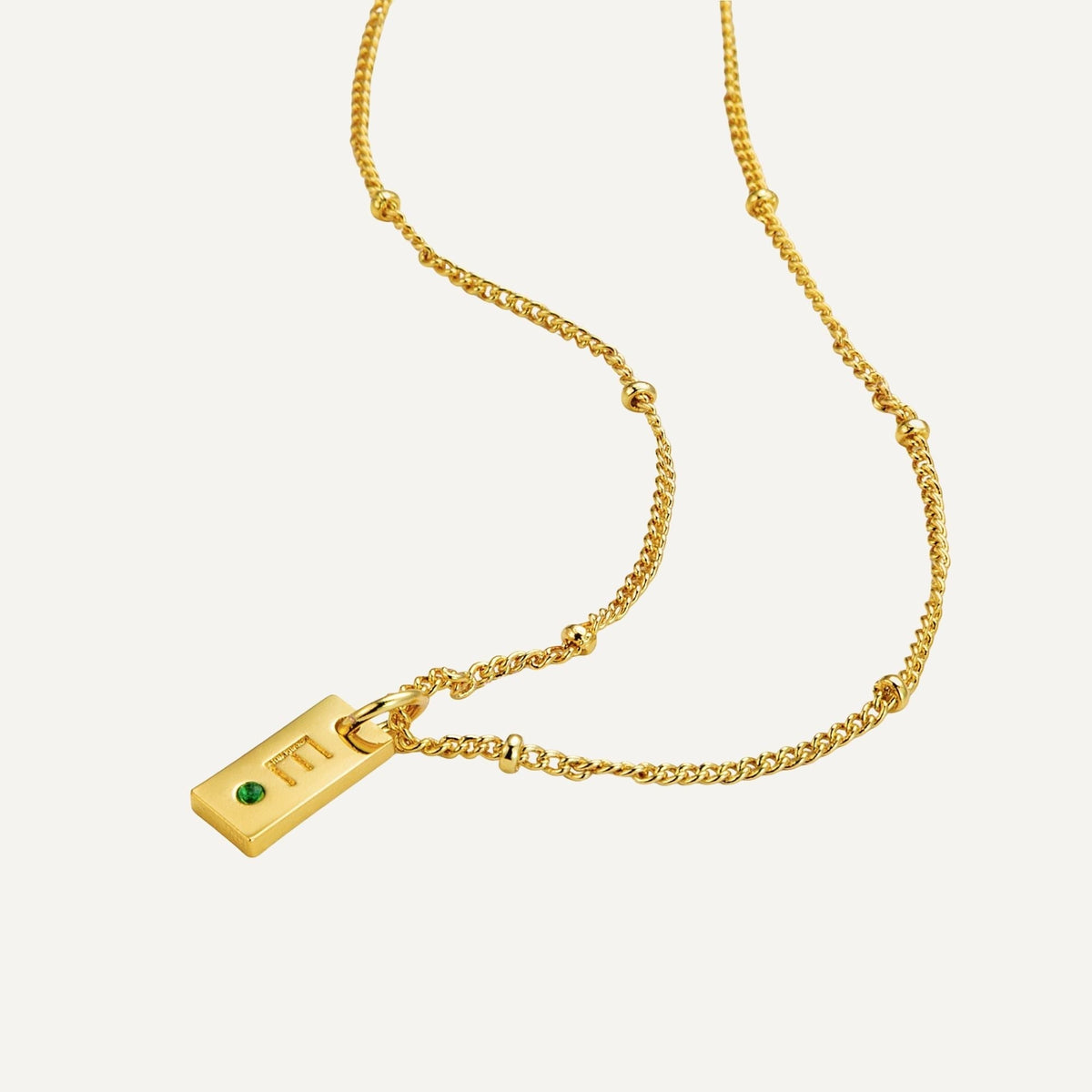 Colar com inicial gravada e pedra do mês de nascimento pingente etiqueta dourado