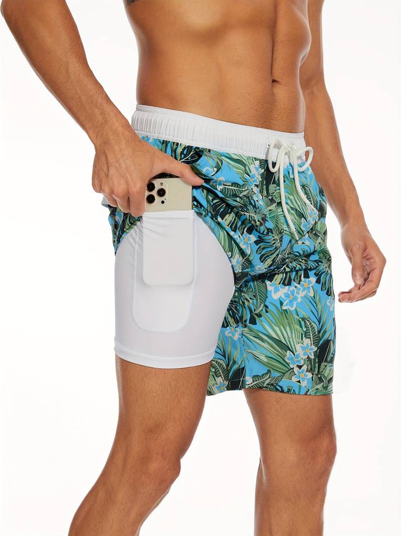 Calções de praia masculinos secagem rápida design versátil