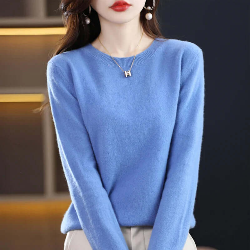 Camisola de malha feminina leve e quente, design versátil em várias cores