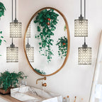 Candeeiros de cristal pendentes estilo nórdico minimalista, preto e cromado, conjunto de 2 peças