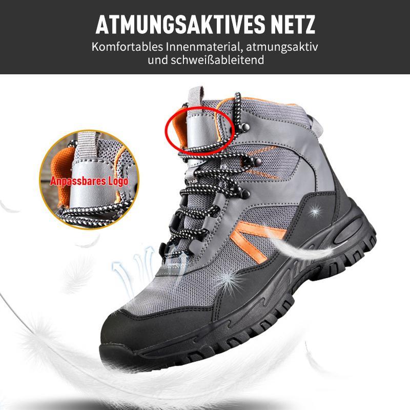 Sapatos de segurança com biqueira de aço e malha respirável antifuros ISO 20345