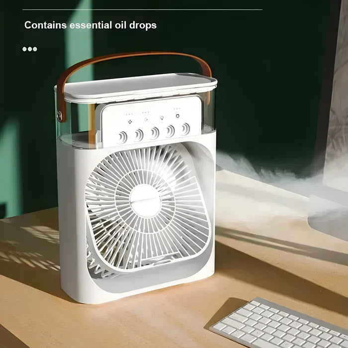Ventilador 3 em 1 com LED 7 cores, arrefecedor e humidificador portátil USB
