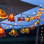 Luzes de camping LED guirlanda decorativa com motivos de tenda e caravana, branco quente