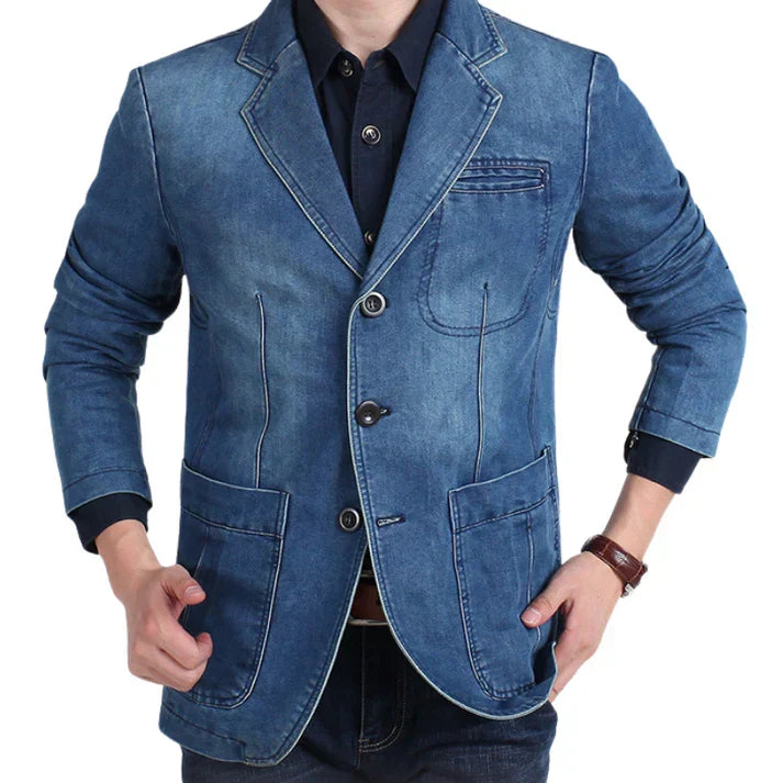Blazer moderno casual para homem com lapela clássica e fecho de botões