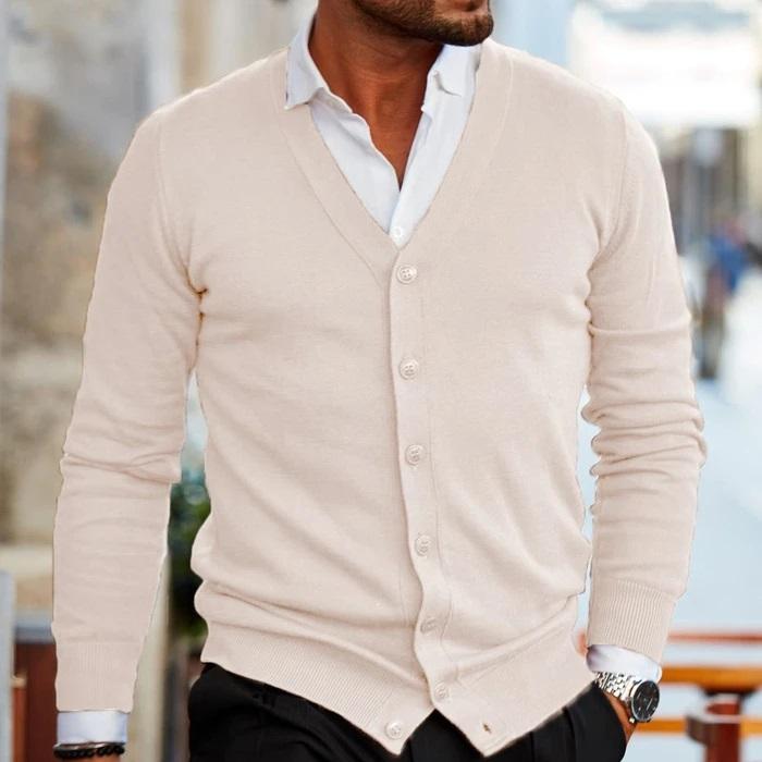 Cardigan masculino de malha confortável em várias cores