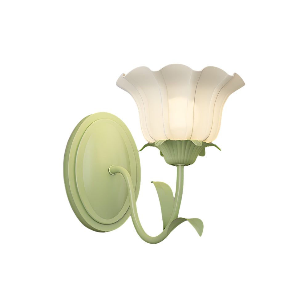 Candeeiro de parede em vidro design floral verde com 3 níveis de luz, moderno e elegante