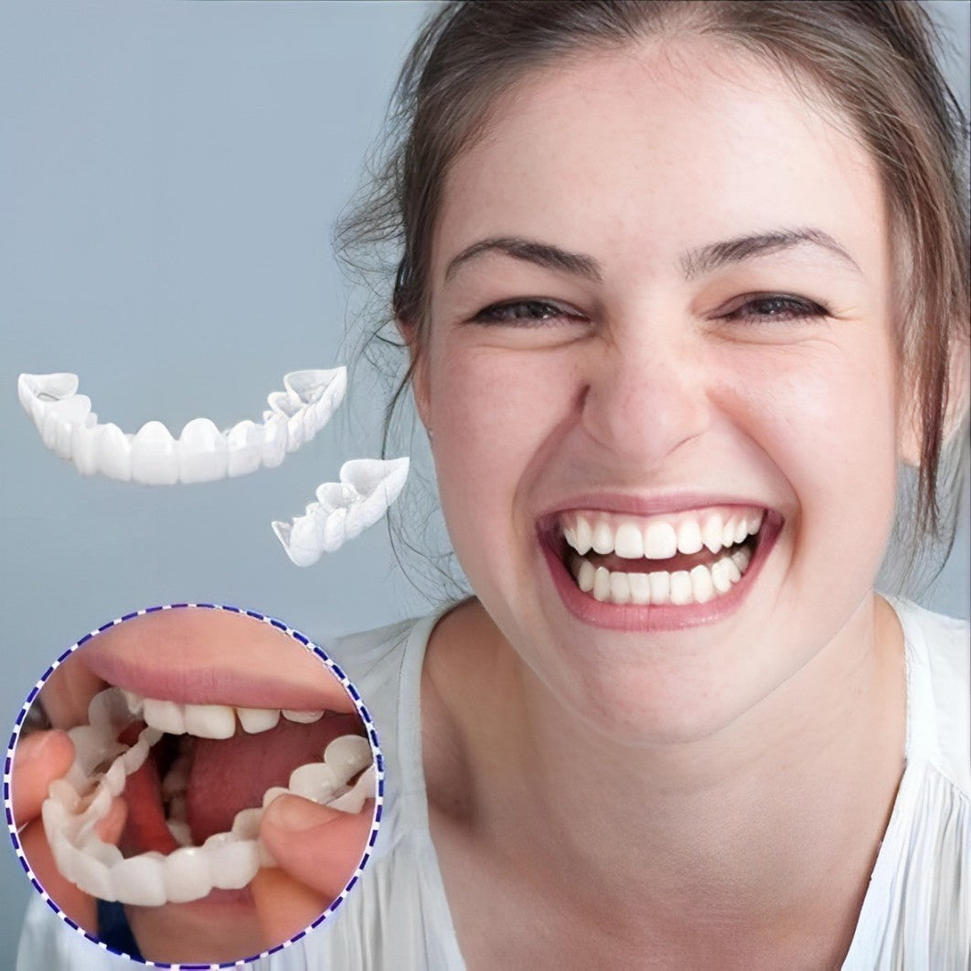 Facetas dentárias clip-on superiores e inferiores em silicone de grau médico