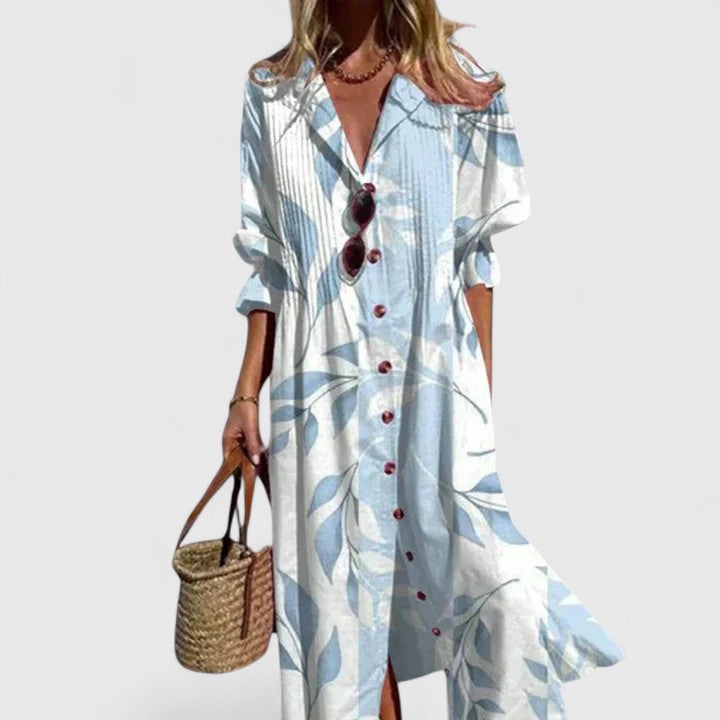 Vestido maxi feminino boho estampado com meia manga em cores vibrantes