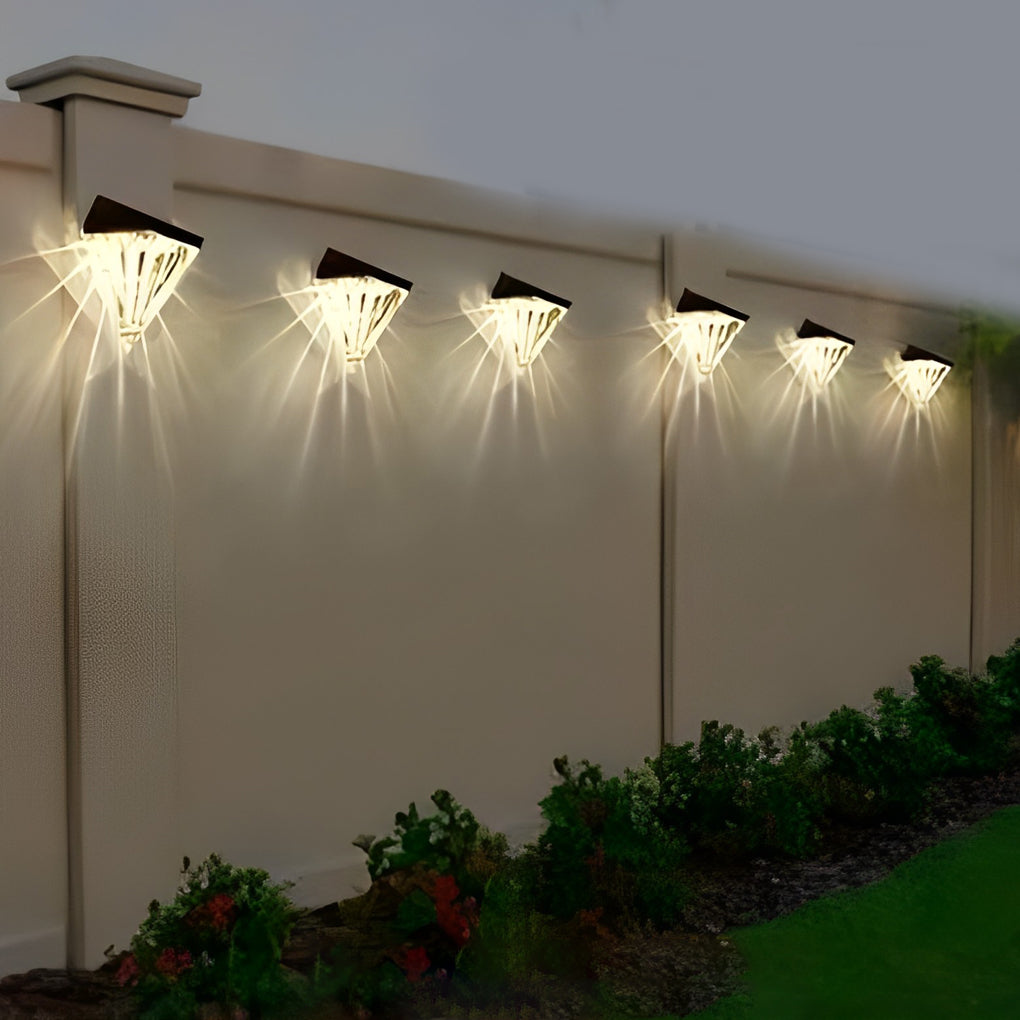 Candeeiro solar de parede LED preto geométrico à prova de água para exterior, conjunto de 2