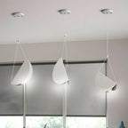 Candeeiro suspenso minimalista branco fosco em metal, design meia-lua, 1/3/6 luzes LED moderno